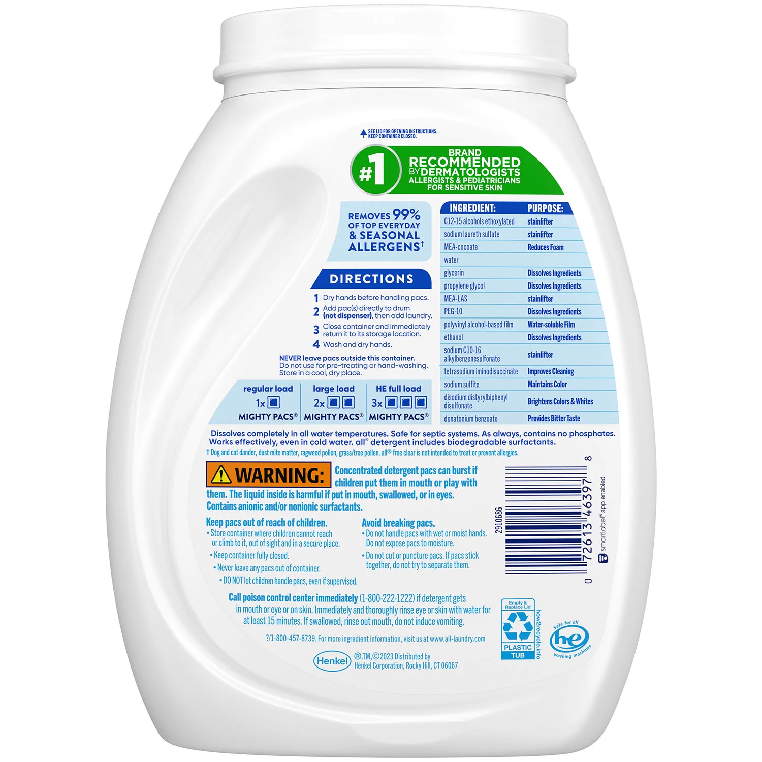 ALL Mighty Pacs Free & Clear Laundry Detergent (120 loads) Jarasim